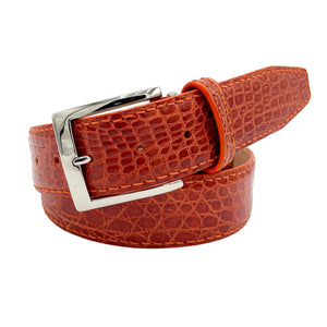 Genuine Glazed Crocodile Belt- Orange - 40mm