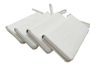 Ladies Italian Mock Crocodile Clutch - White