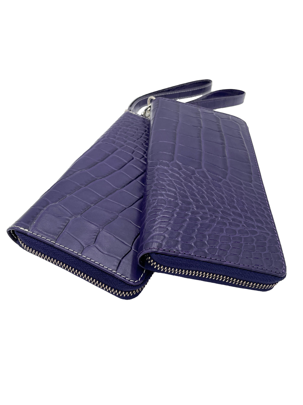 Ladies Italian Mock Crocodile Clutch - Purple