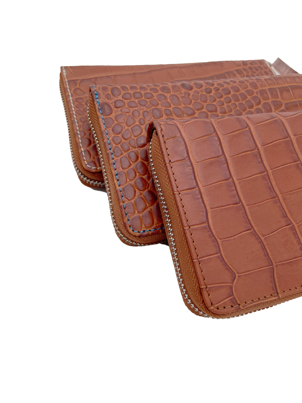 Ladies Mock Crocodile Clutch - Cognac