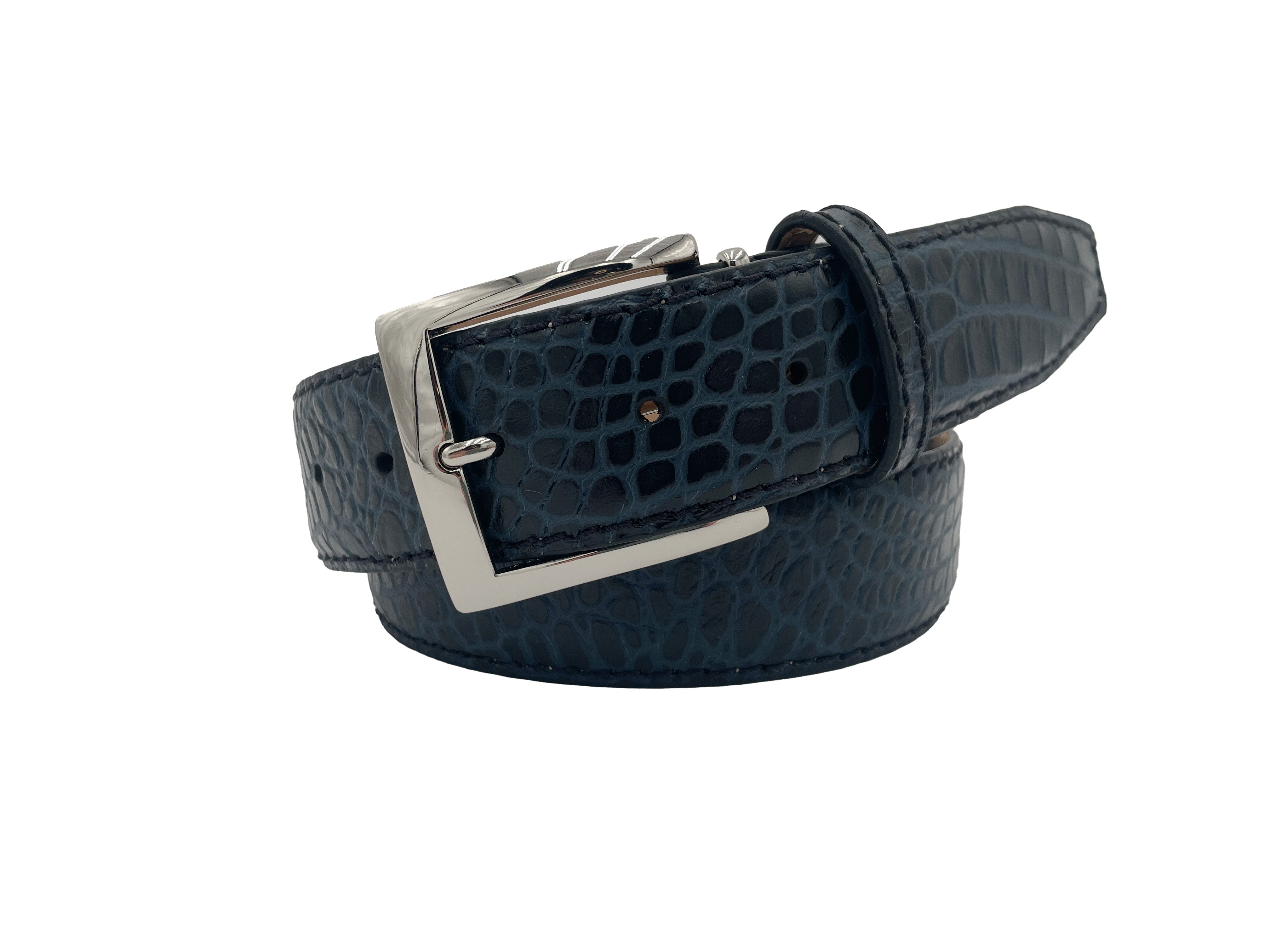 Two-Toned Mock Croc Belt - Ocean Black - 40mm