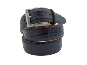 Two-Toned Mock Croc Belt - Brown & Navy - 40mm