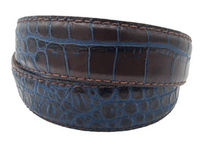 Two-Toned Mock Croc Belt - Brown & Navy - 40mm