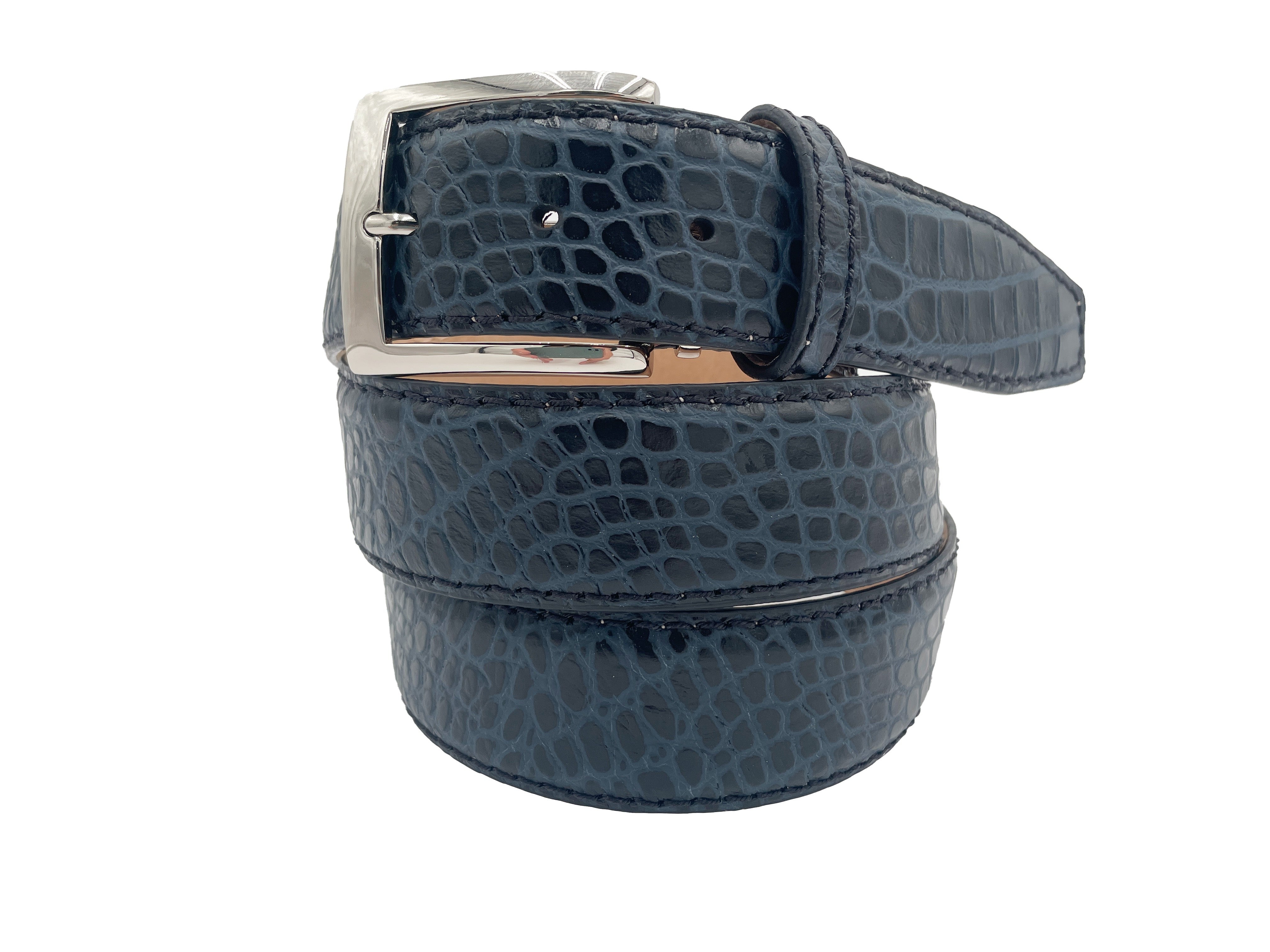 Two-Toned Mock Croc Belt - Ocean Black - 40mm