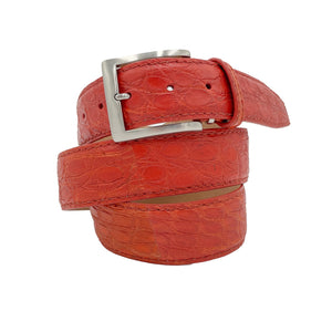 Genuine Matte Crocodile Belt - Orange