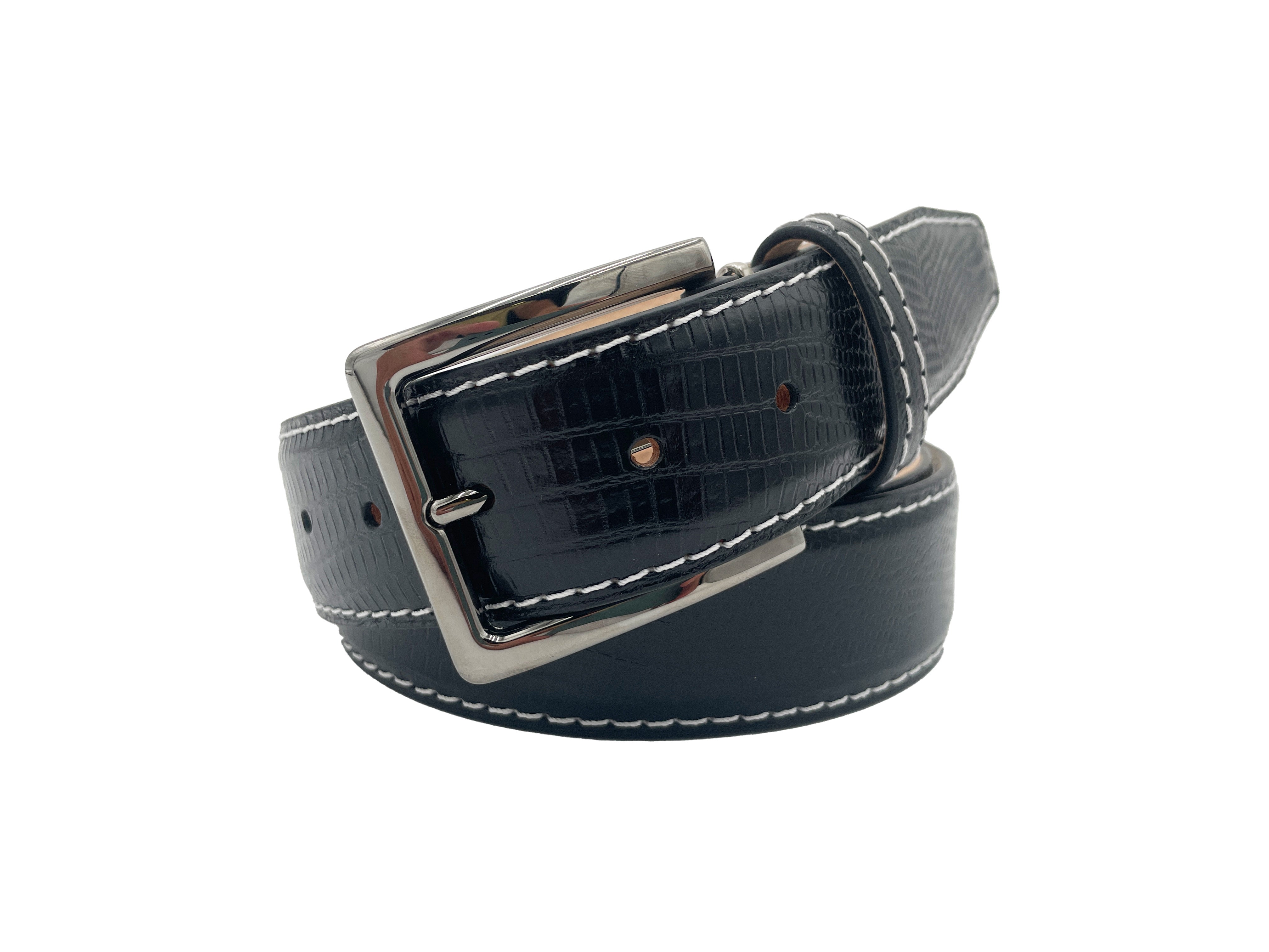 Faux Lizard Belt - Black