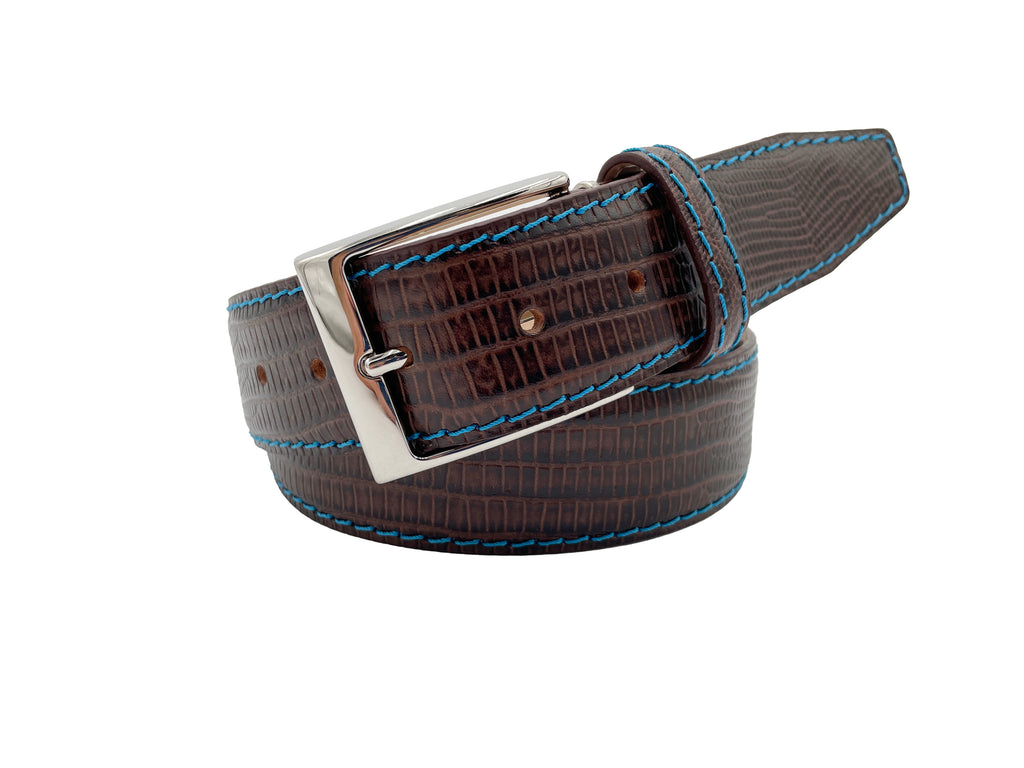 Faux Lizard Belt - Brown