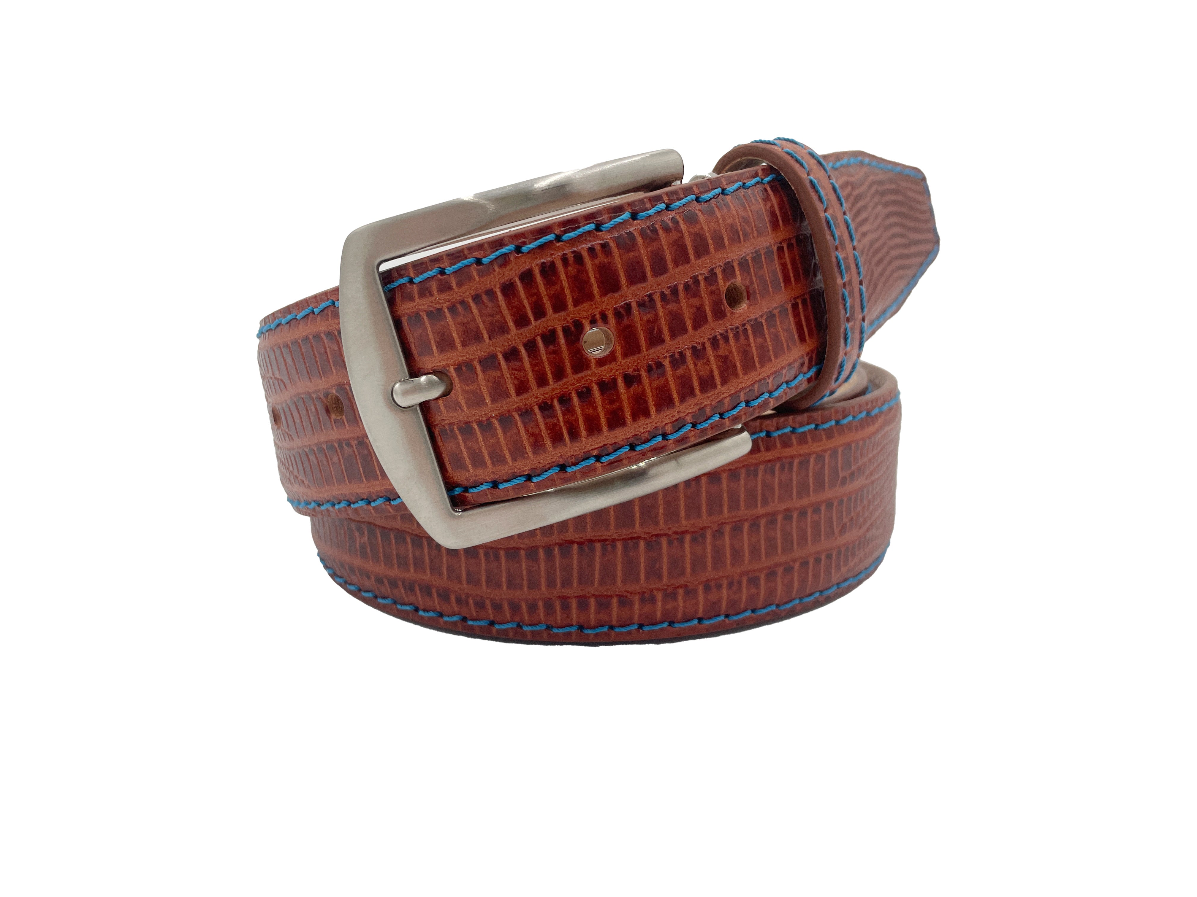 Faux Lizard Belt - Cognac