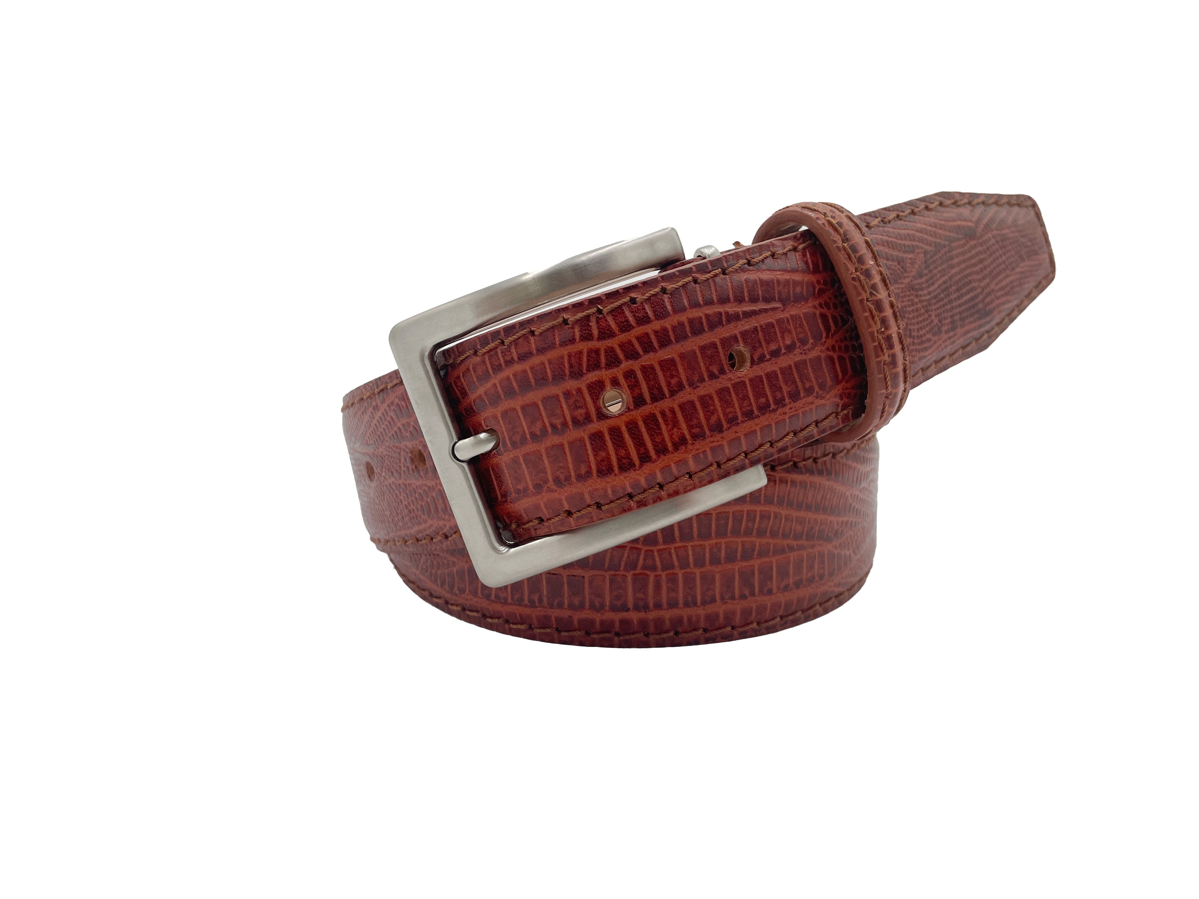 Faux Lizard Belt Cognac