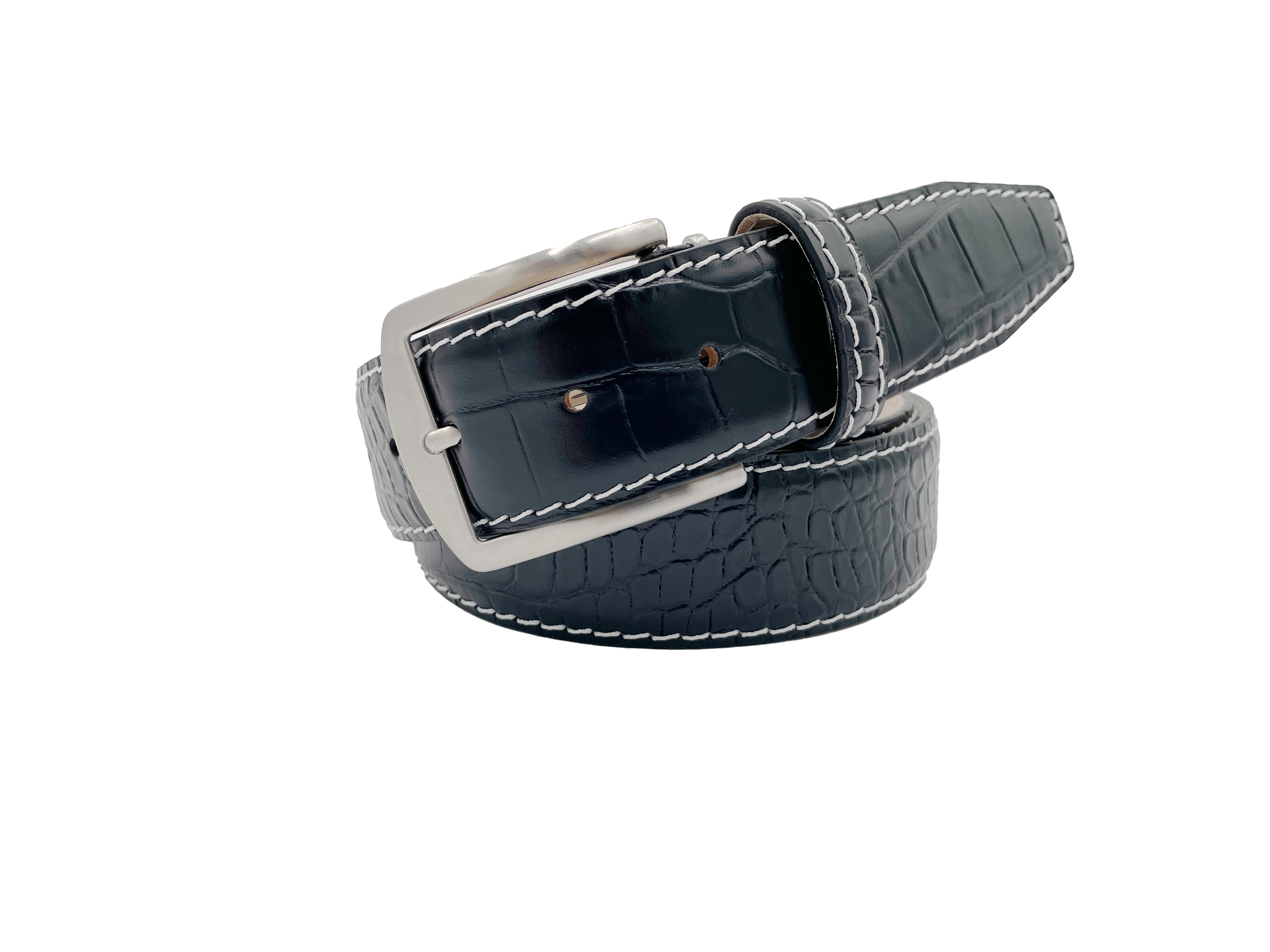 Mock Crocodile Belt - Black