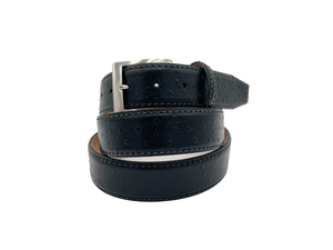 Italian Calf Skin Ostrich Belt - Black