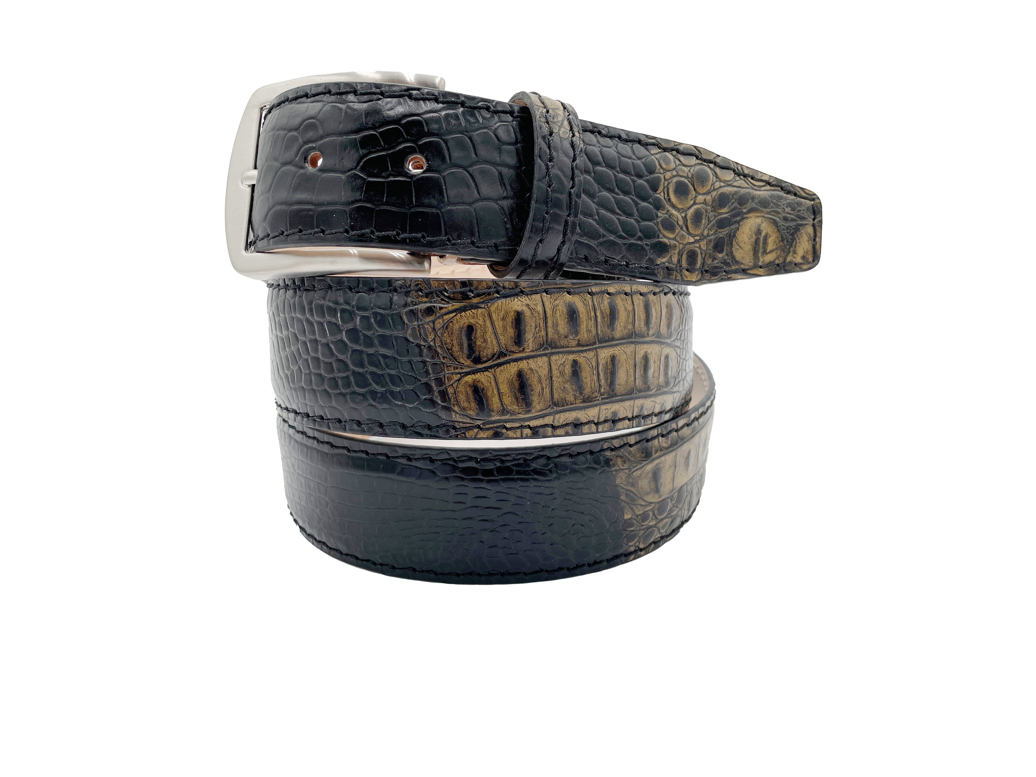 Two-Toned Mock Croc Belt - Olive - 40mm