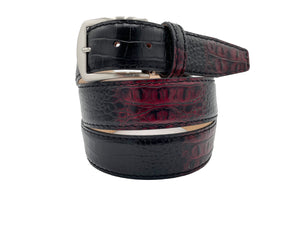 Two-Toned Mock Croc Belt - Wine - 40mm