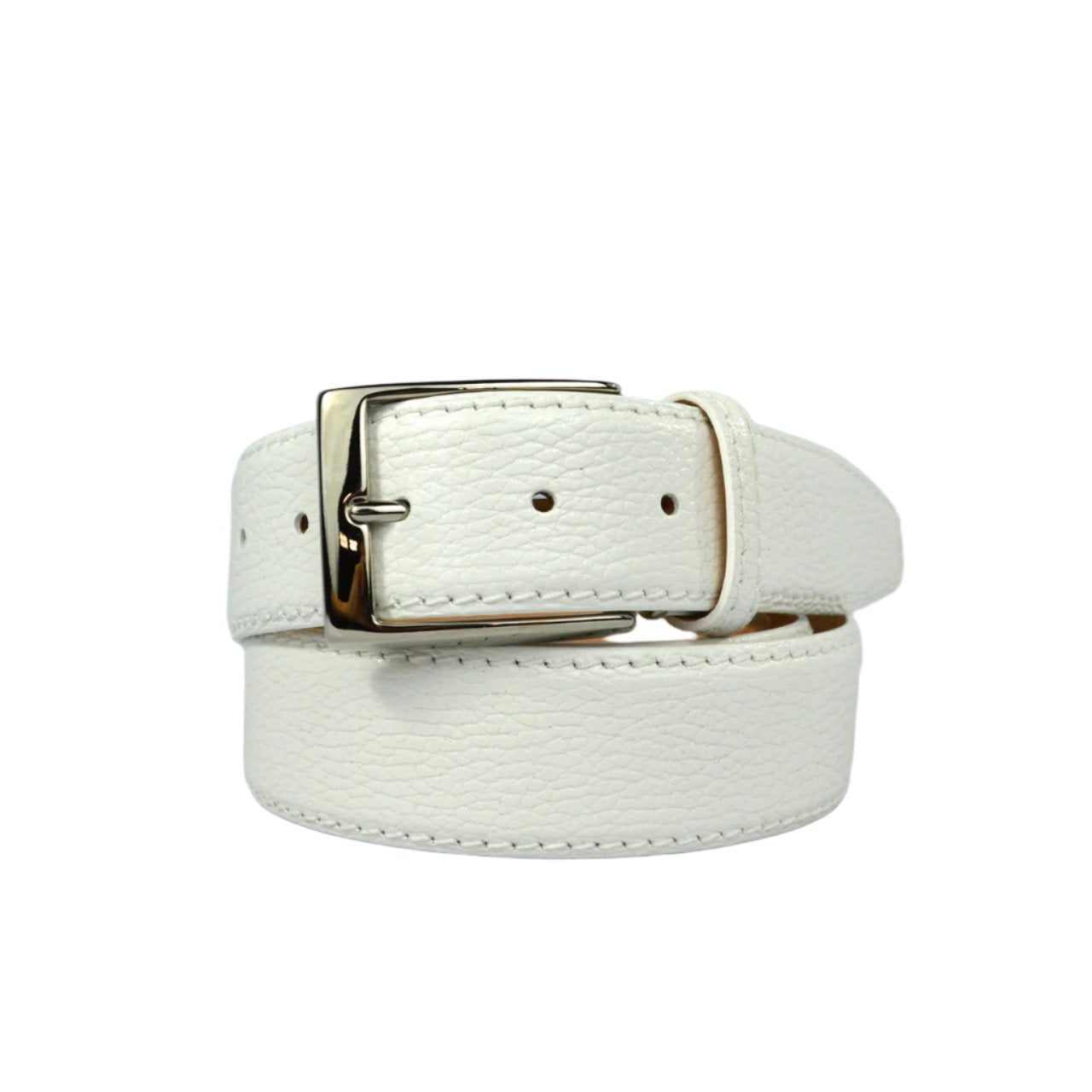 Ladies Pebble Grain Belt - White