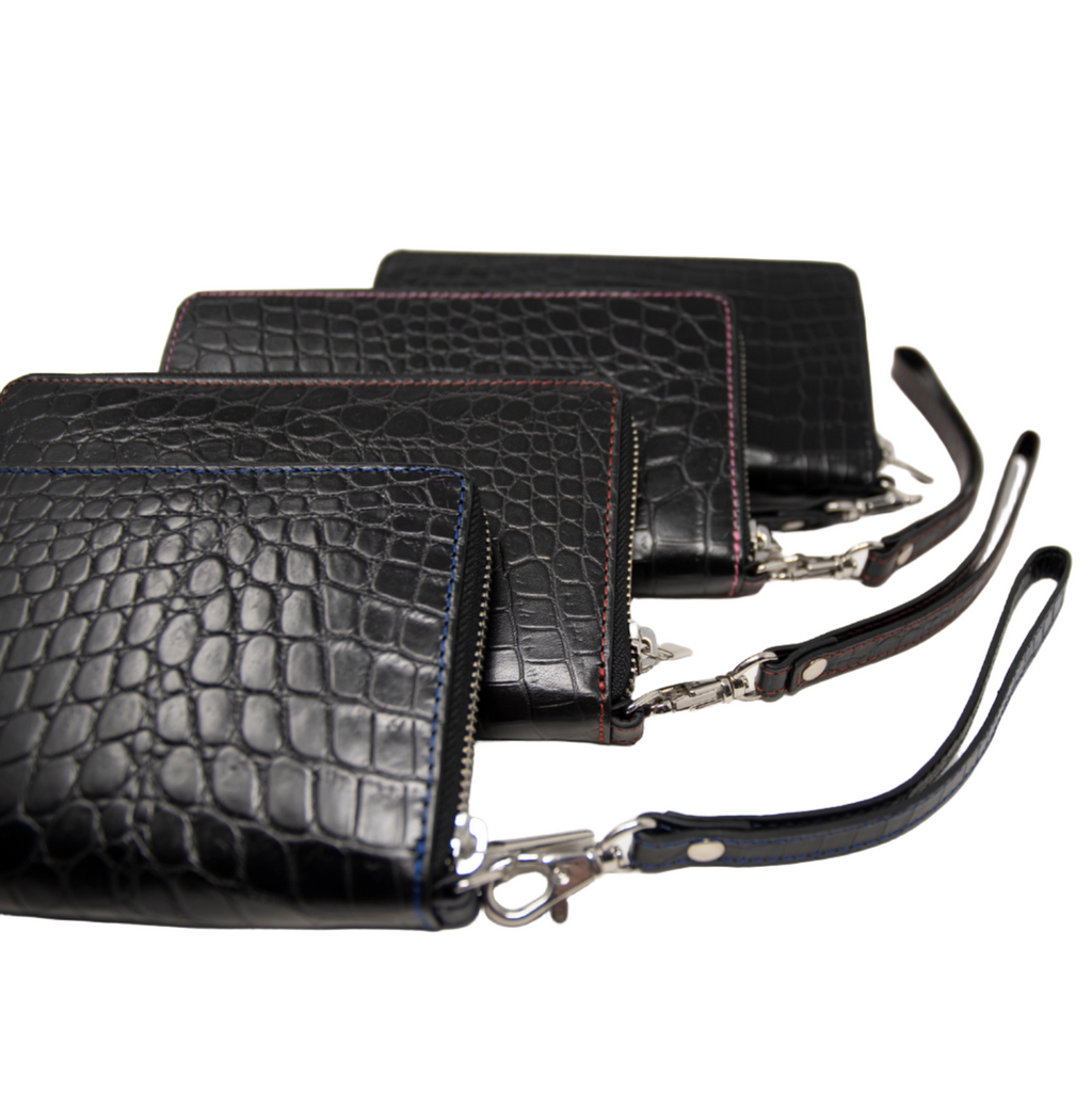 Ladies Mock Crocodile Clutch - Black