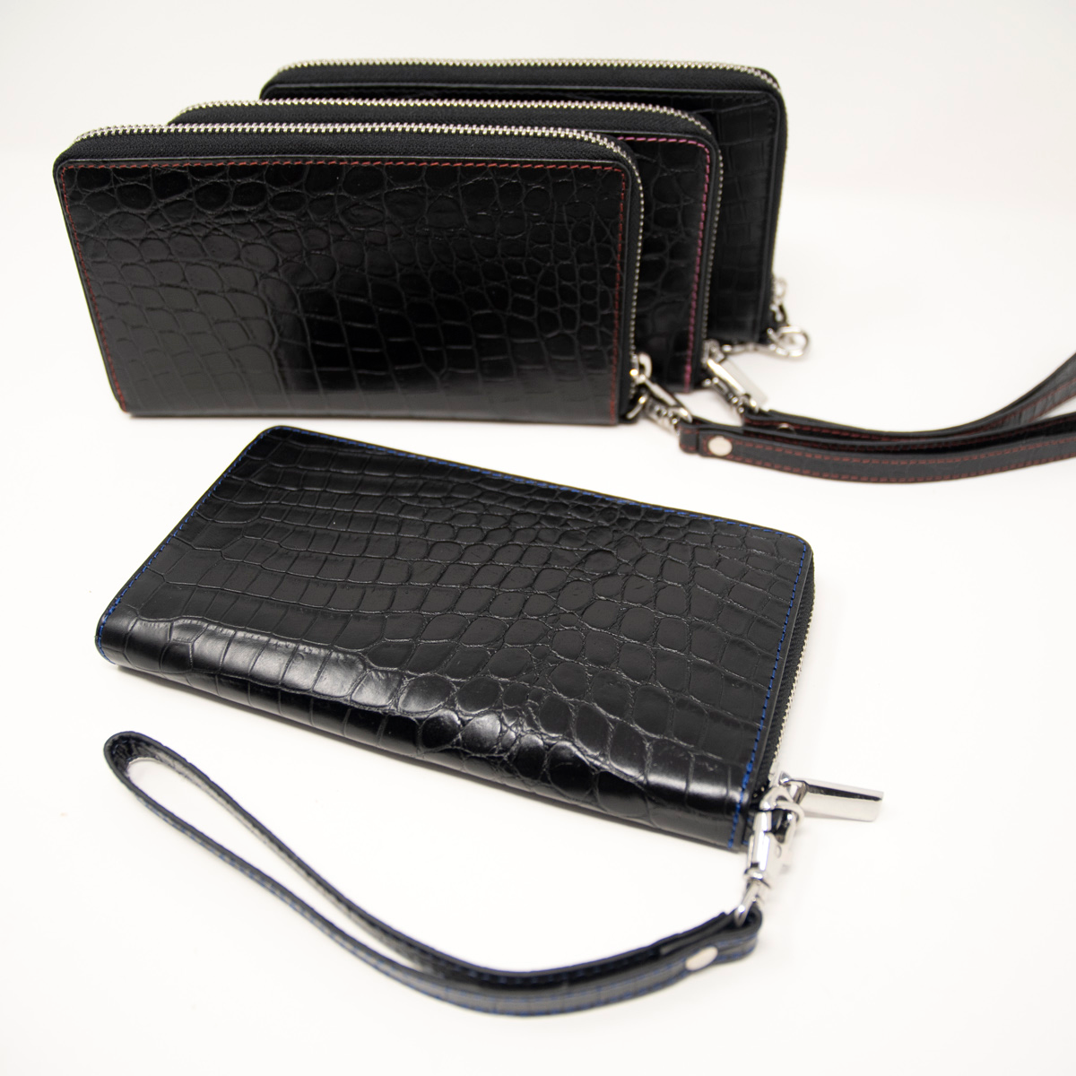 Ladies Mock Crocodile Clutch - Black