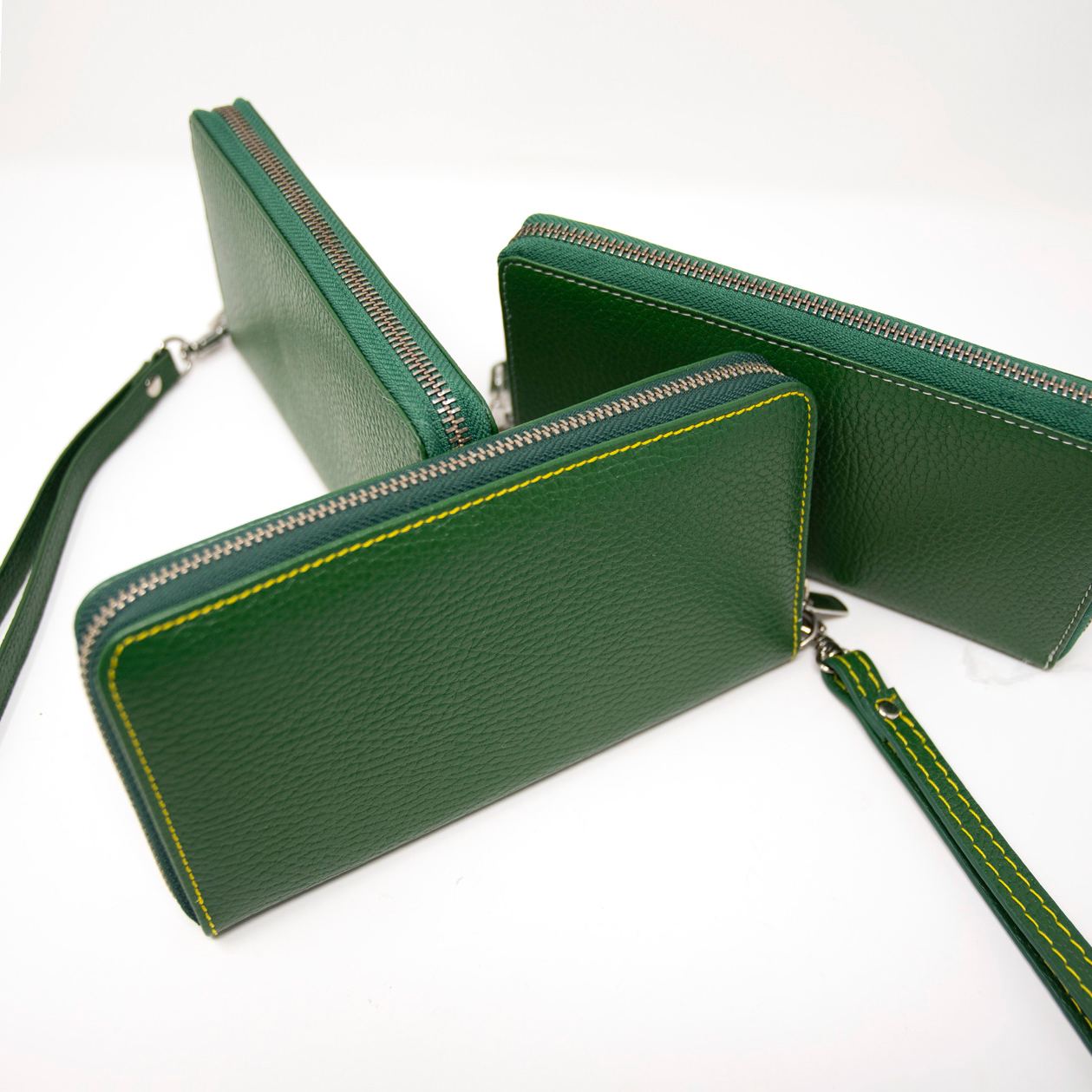 Ladies Italian Pebble Clutch - Green