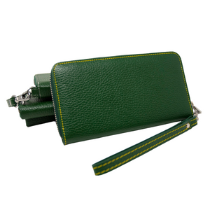 Ladies Italian Pebble Clutch - Green