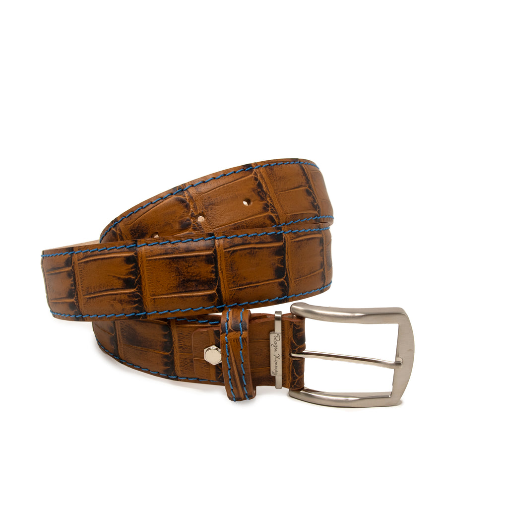 Adam Gold Men's Genuine Italian Calfskin Leather Dress Belt 1-1/8(30mm)  Wide Polished Buckle