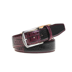 Two-Toned Mock Croc Belt - Wine - 40mm